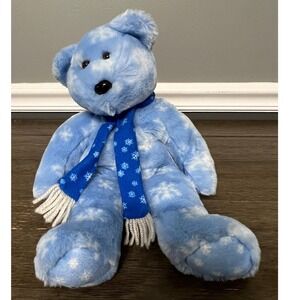 TY 2002 Beanie Buddies Blue Snowflake Teddy Bear Plush